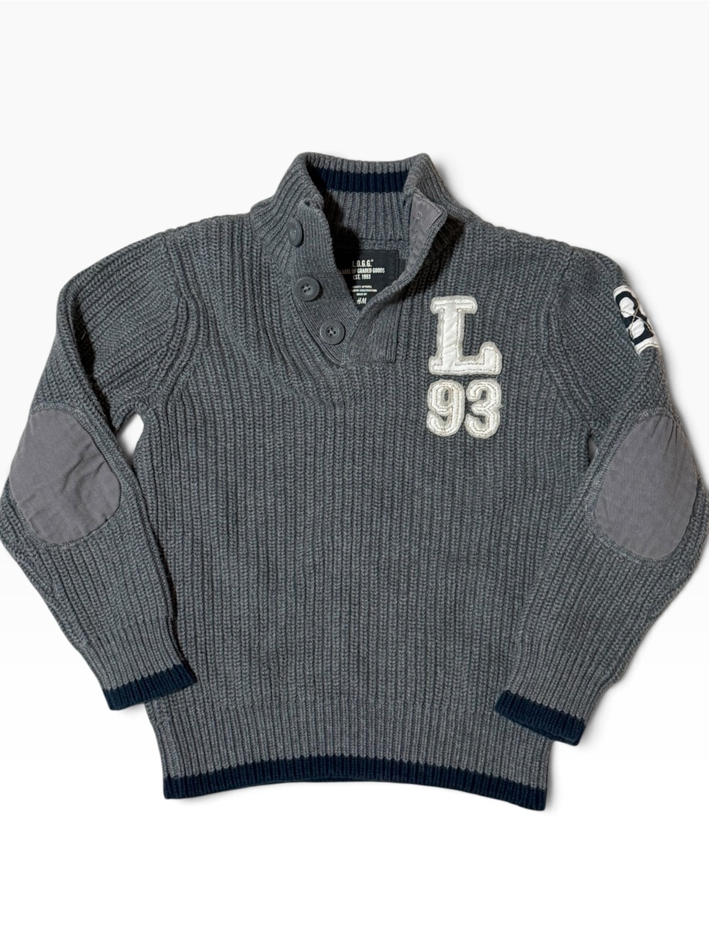 Y2K H&M Kids Gray Knit Pullover Sweater 4-6Y